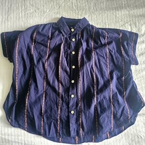 EUC Madewell Short Sleeve Button Up Navy Blue XXS 100% Cotton